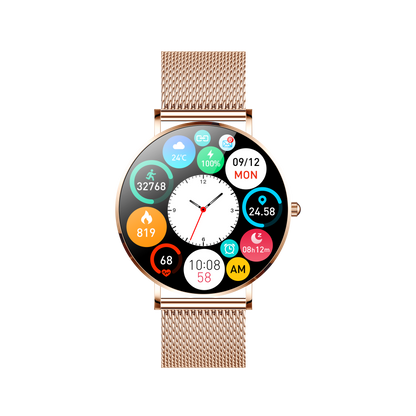 Dagnet ST08 Smartwatch 1.3-Inch Full Touch Screen Gold front view