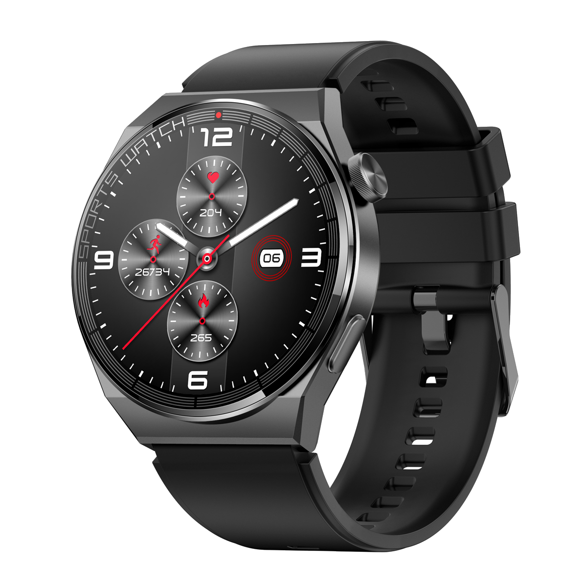 ST62 Dagnet Smartwatch Black Silicone Band Side View.jpg