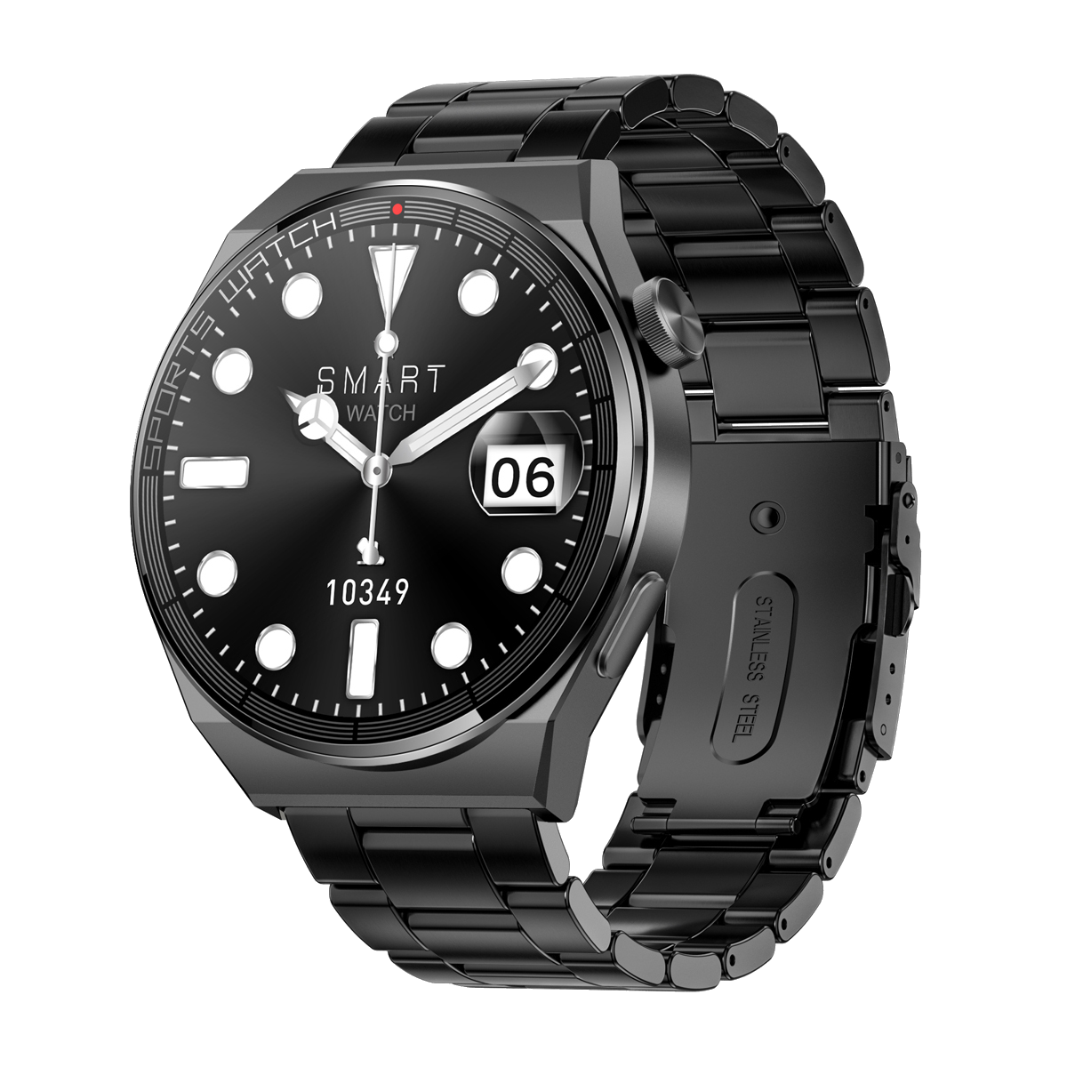 ST62 Dagnet Smartwatch Black Stainless Steel Side view